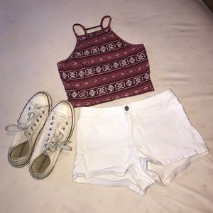 White denim shorts